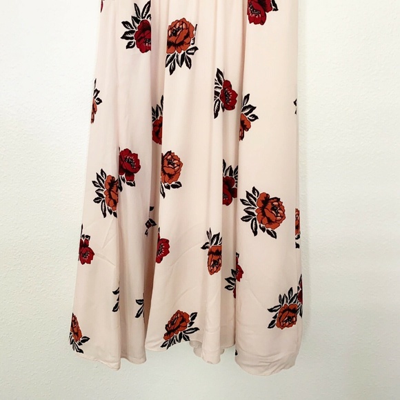 Ann Taylor Pink Floral Rose Sleeveless Midi Dress - Picture 4 of 8